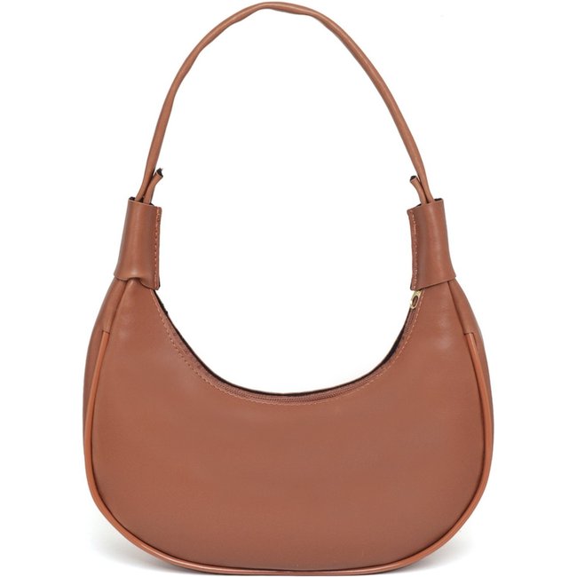 Bolsa Feminina Anna Andrade Bolsa De Ombro Casual Cluth Meia Lua Tendência Caramelo Lisa