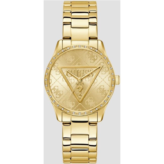 Relógio Guess Redondo Analógico Logo Dourado
