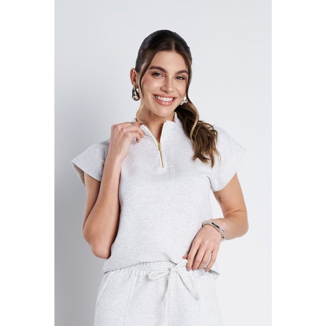 Blusa Gola Alta MeuJeans Serena Moletinho Mescla Banana