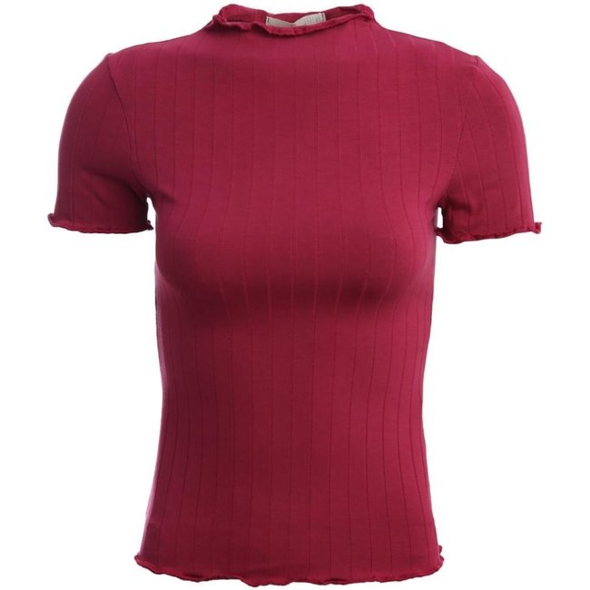 Blusa Canelada Manga Curta Autentique Feminina BORDO