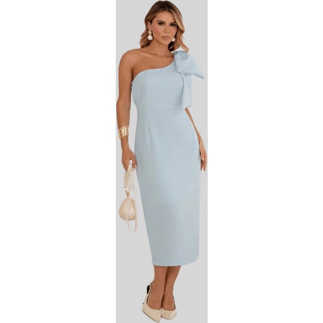 Vestido Miss e Misses Samanta MD Um Ombro So C/ Detalhe Laco Azul