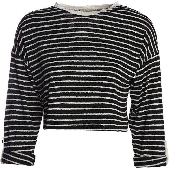 Blusa Cropped Manga 3/4 Autentique Feminina PRETO/PRETO/BRANCO