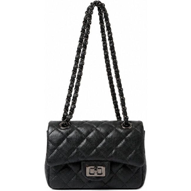Bolsa Feminina Couro Legítimo Preta Vittal Cecilia Design Matelassê Delicada Elegante