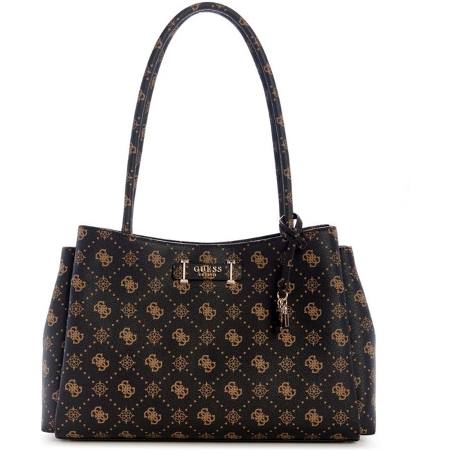 Bolsa Guess Carrie Logo Girlfriend Carryall Marrom