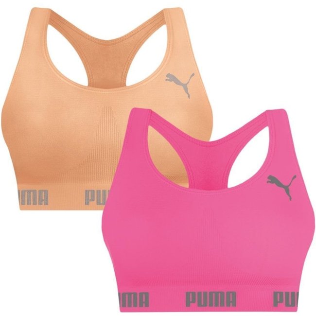 Kit 2 Tops Puma Nadador Sem Costura Feminino - Rosa - puma