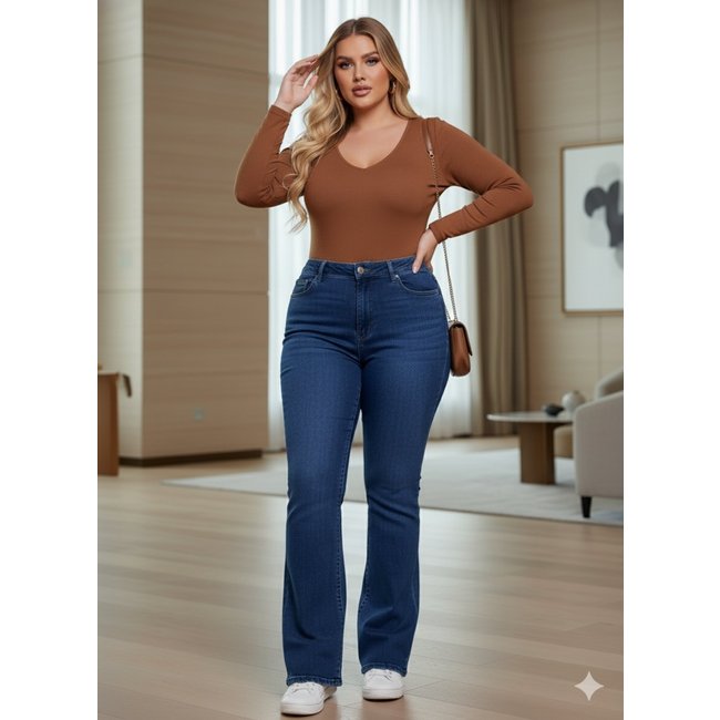 Calça Jeans Feminina Flare Boca de Sino Confortavel e Basica
