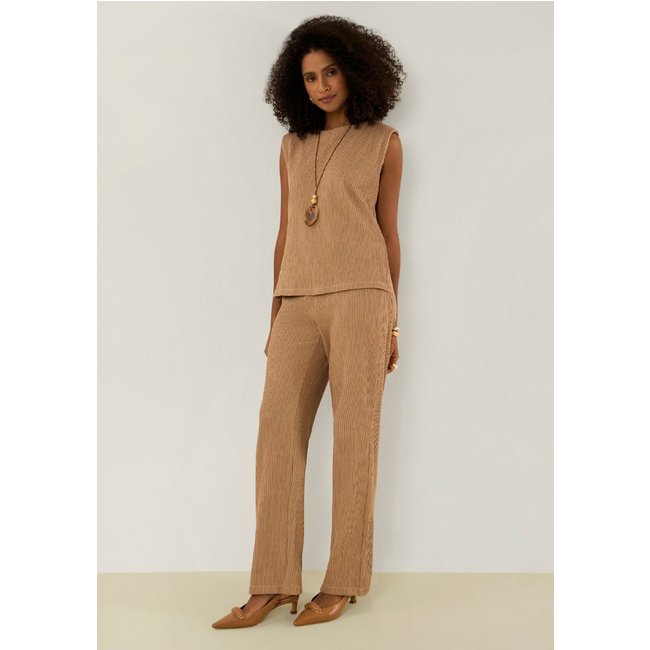 Blusa Maria Valentina Ajustada Decote Careca Sem Alça Padrão Marrom