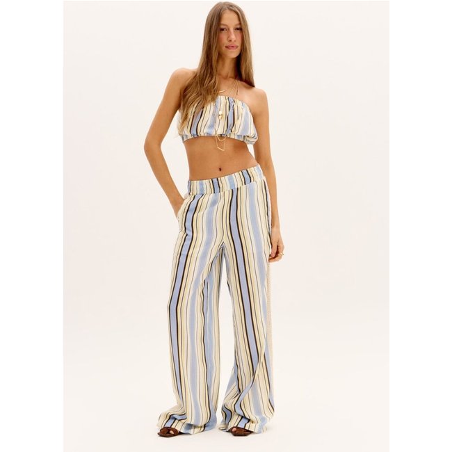 Calça Wide Leg Listrada Com Linho My Favorite Things