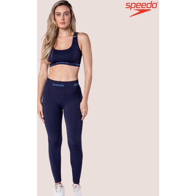 Calça Fitness Legging Speedo Feminina Academia Sem Costura Marinho