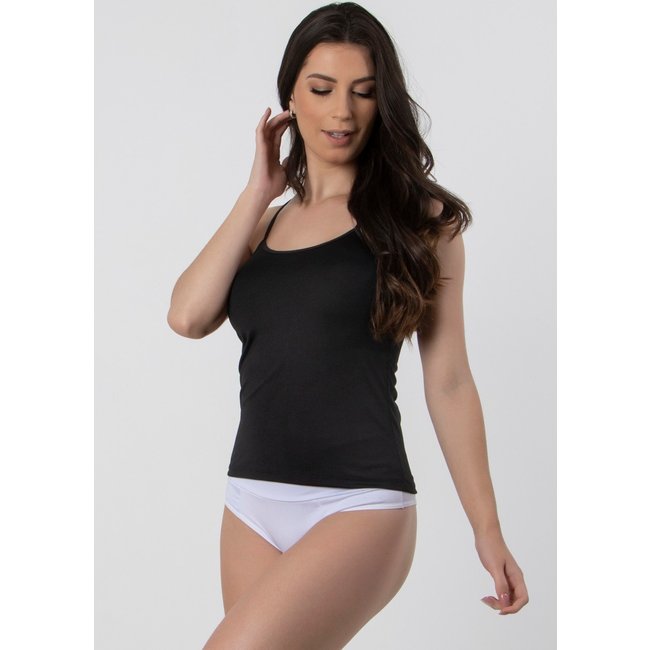 Camisa Camiseta Diluxo Segunda Pele Alça Fina Underwear Preta