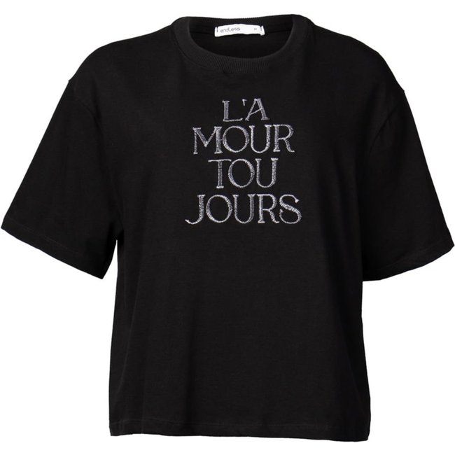 Camiseta Feminina Endless Bordado L'Amour Preto