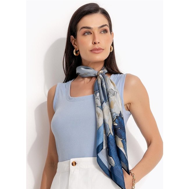 Blusa Em Ribana Canelada Quintess Azul