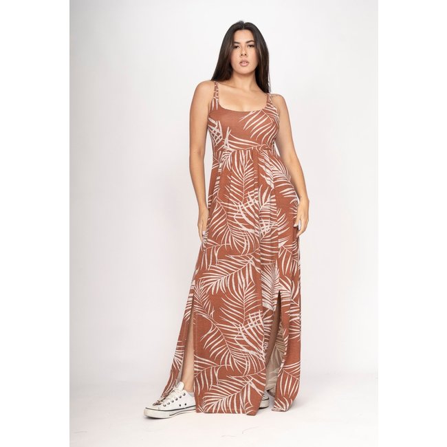 Vestido CabanaFree Longo Jambo Malha Aberturas Palmas da Terra