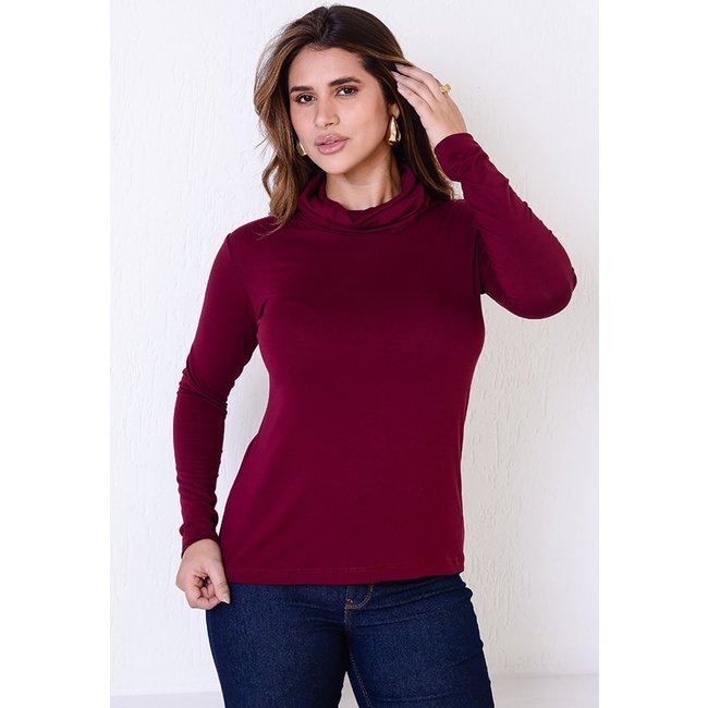 Blusa Gola Rolê Manga Longa BBonnie Lorena Vinho