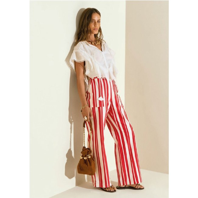 Calça Morena Rosa Wide Alta Estampado