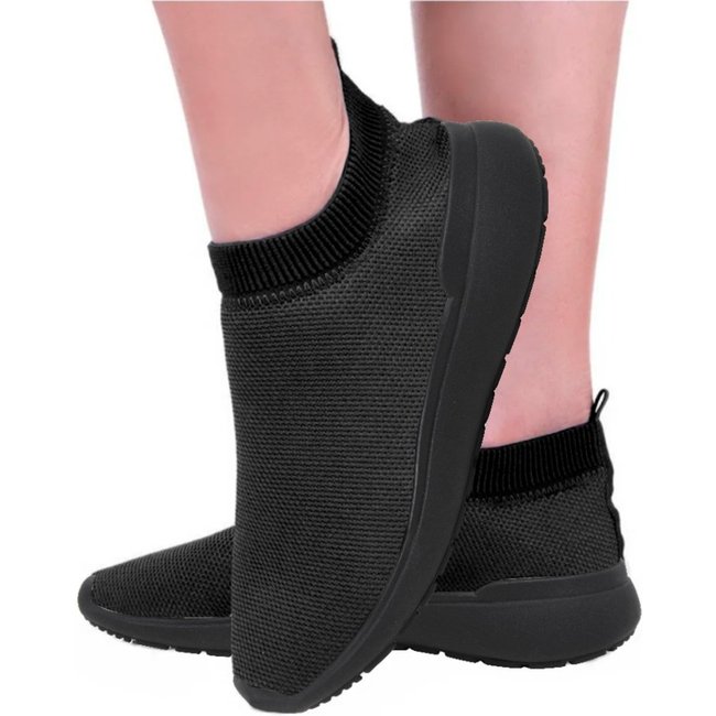Tênis Feminino Calce Fácil Estilo Meia Respirável Academia Esporte Casual Black
