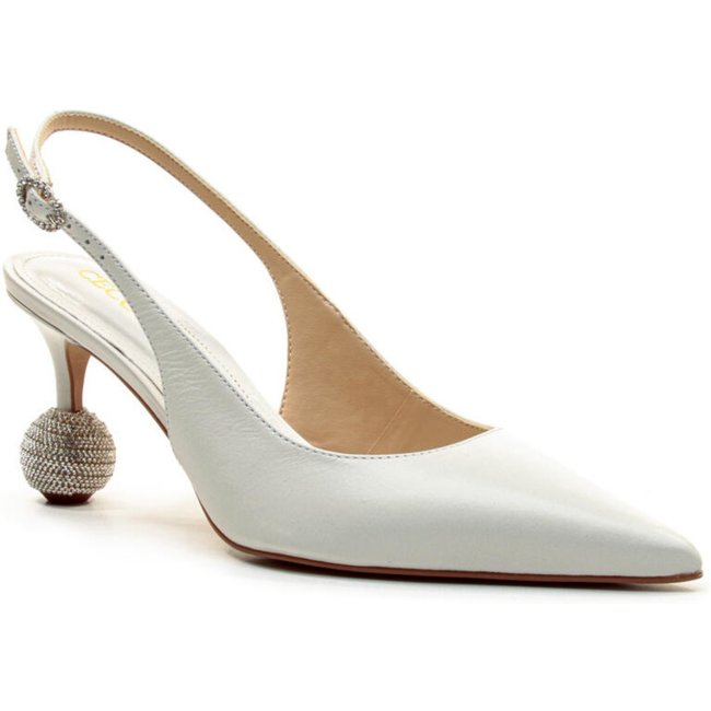 Slingback Couro Branco Salto Médio Cecconello 2855001-1