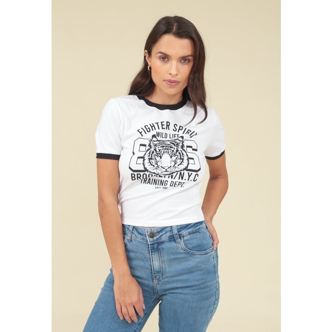 Blusa Pop Me Em Cotton Manga Curta Tigre 86 Branco