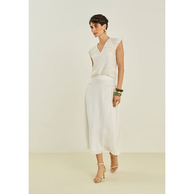 Regata Maria Valentina Solta Decote V Padrão Off-white