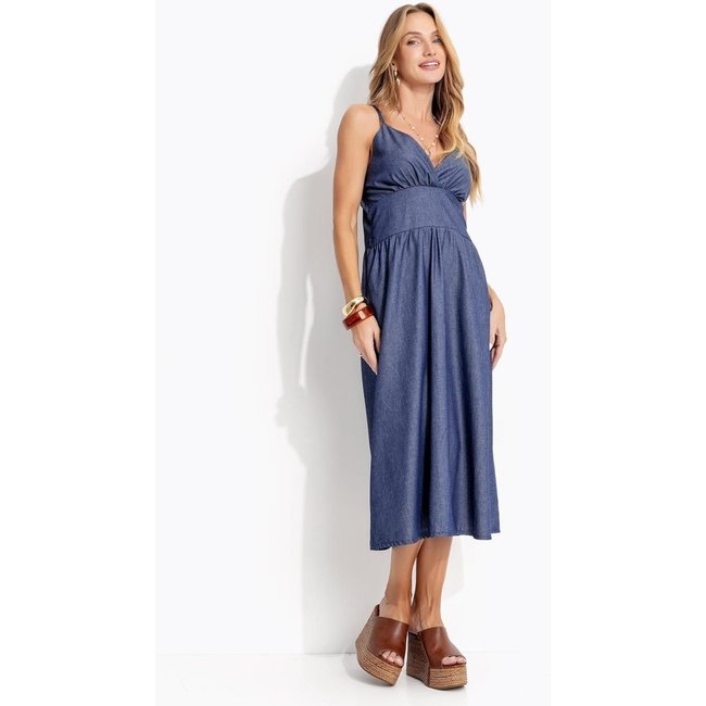 Vestido Em Jeans Azul Escuro Quintess