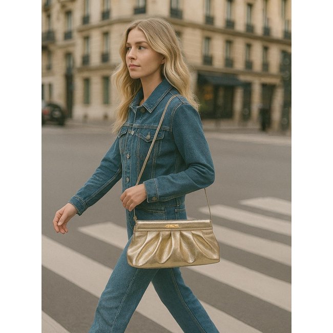 Bolsa e Clutch de Couro Griffazzi Ouro