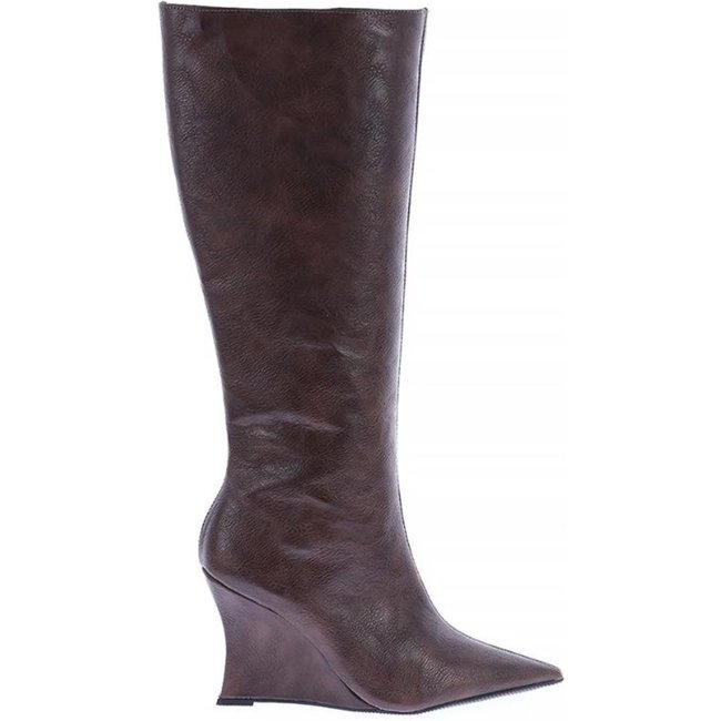 Kelly - Bota Feminina Cano Alto Salto Anabela Cacau Marrom