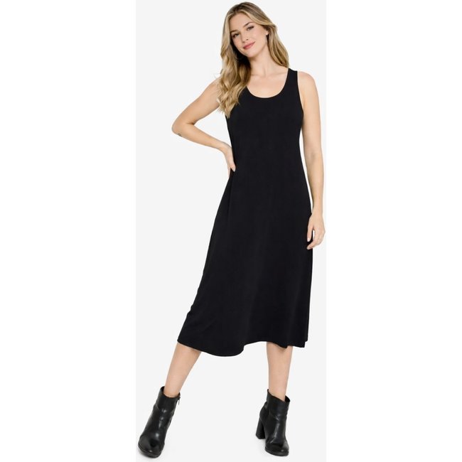 Vestido Maria Paes Regata Midi Preto