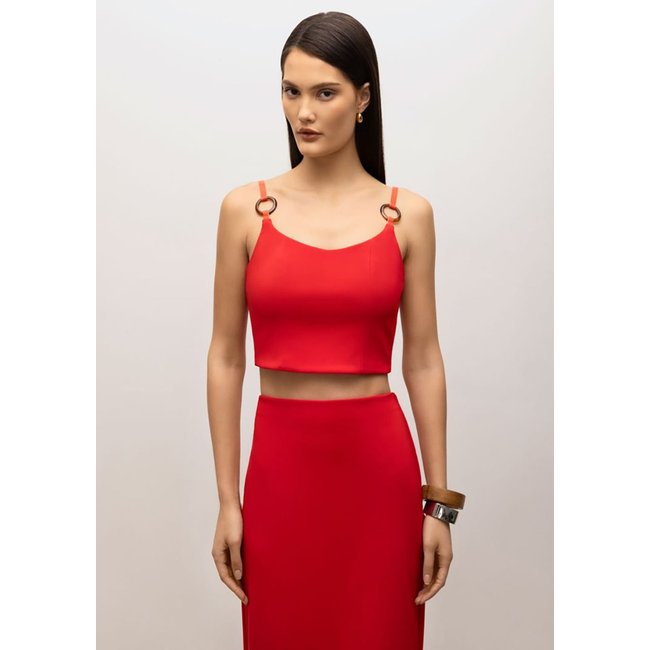 Top Iódice Cropped Alça Detalhe Alça Vermelho