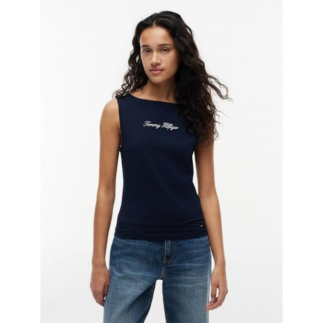 Regata Slim com Decote Canoa Azul Marinho