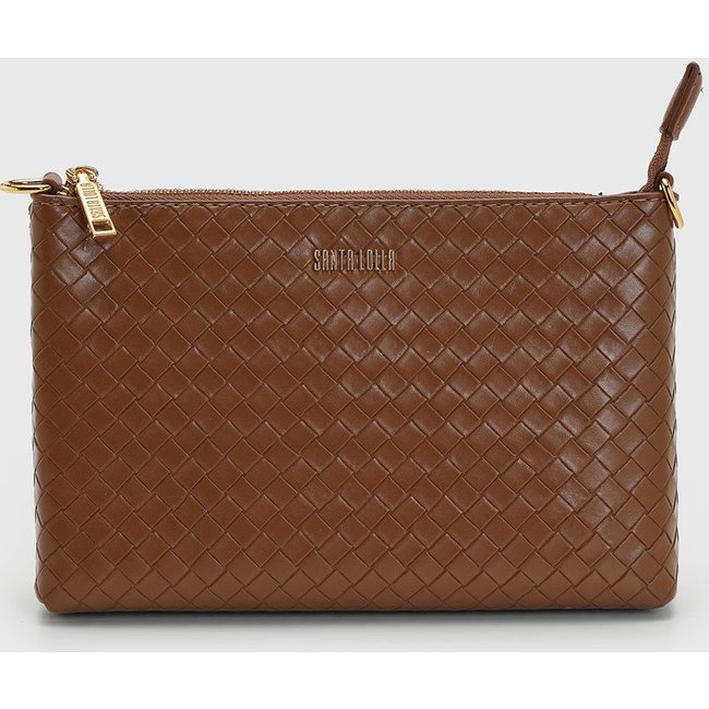 Bolsa Feminina Santa Lolla Textura Entrelaçada Marrom