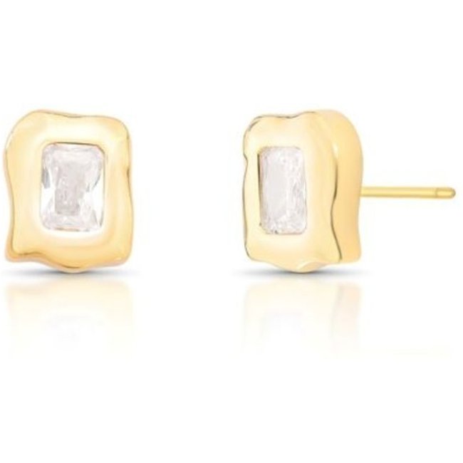 Infantil - Brinco Orgânico P com Cristal Semijoia Banhado a Ouro 18K Ania Store