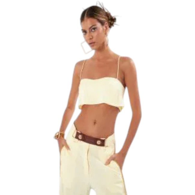 Cropped Open Creme Com Alças Finas