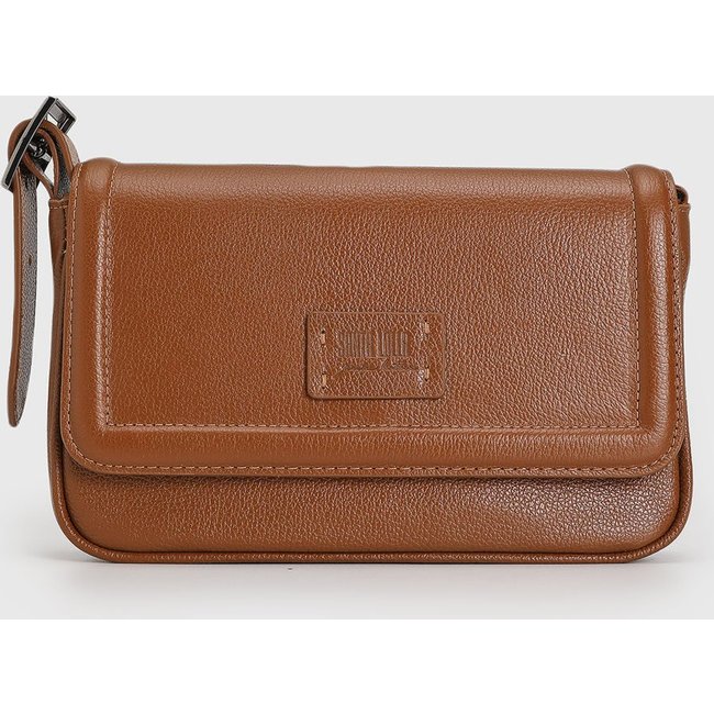 Bolsa Tiracolo Santa Lolla em Couro Logo Caramelo