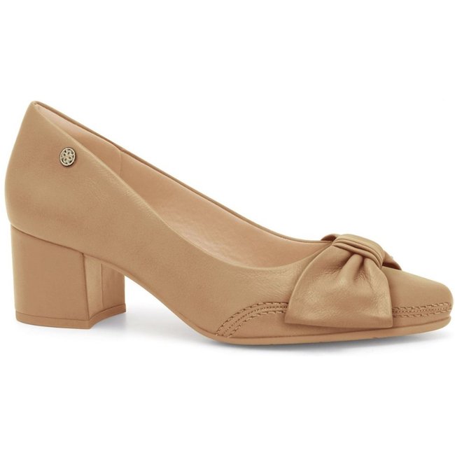 Sapato Feminino Couro Macio Salto Bloco Médio 2662103
