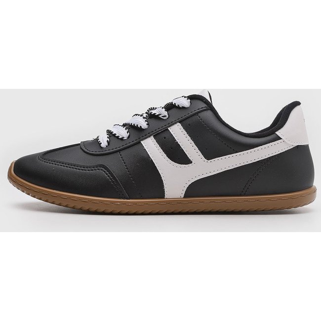 Tênis Feminino Moleca Bico Redondo Preto e Branco