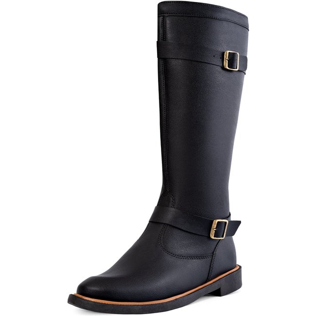 Bota Cano Longo Montaria Lumiss Salto Baixo Biker Confortável Preto
