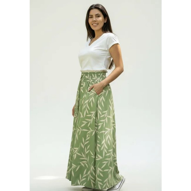 Saia Cabanafree Longa Viscose Folhagem Serena