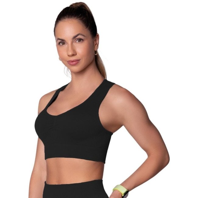 Top Selene Nadador Sem Costura Feminino - Preto - selene