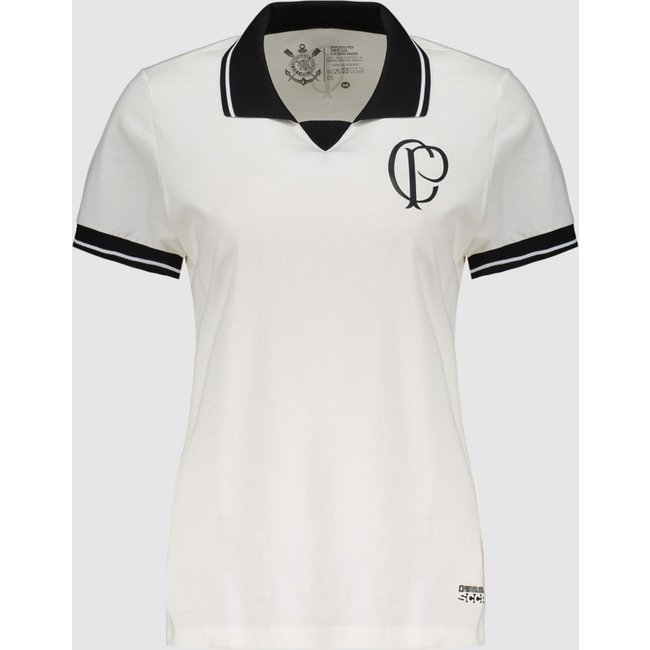 Polo Corinthians Basic Feminina Off White