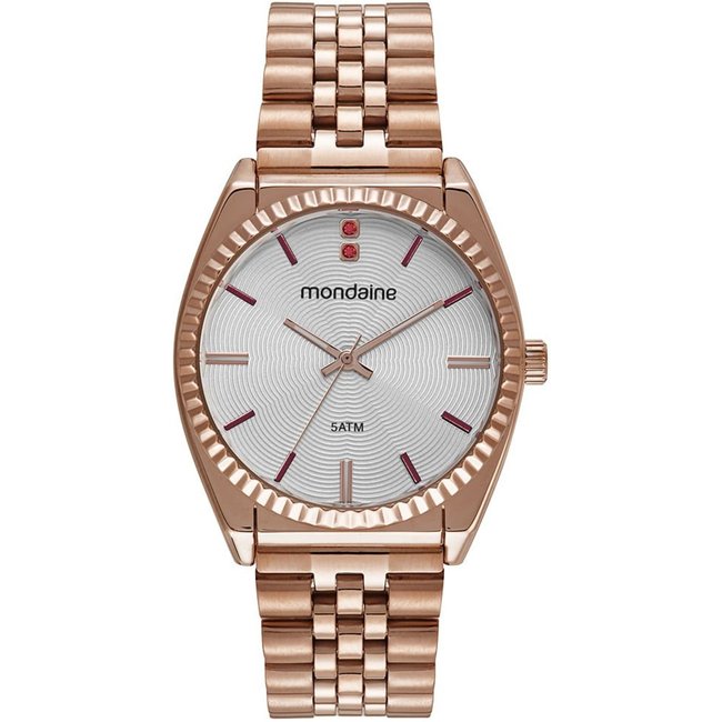 Relógio Feminino Rose Gold Prata Redondo Aço Elegante Mondaine