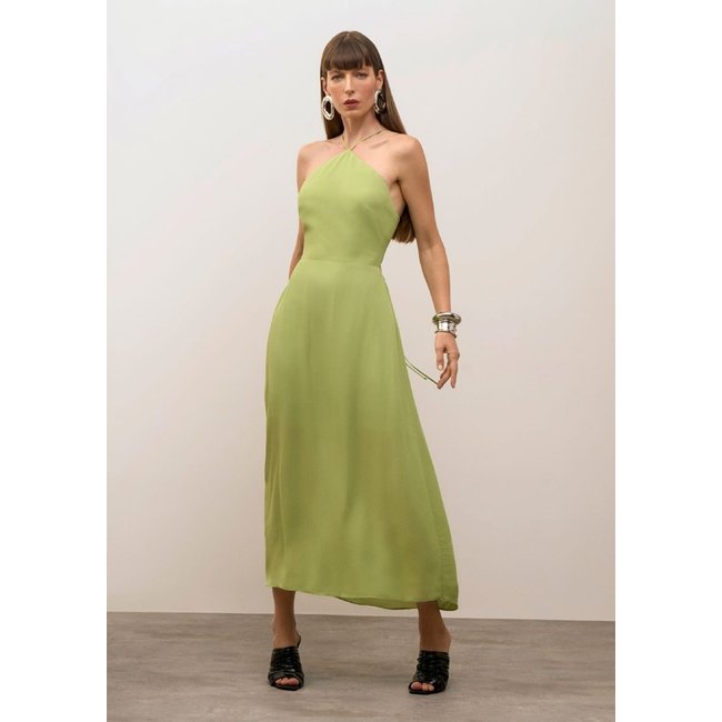 Vestido Iódice Ajustado Cava Francesa Sem Manga Midi Verde
