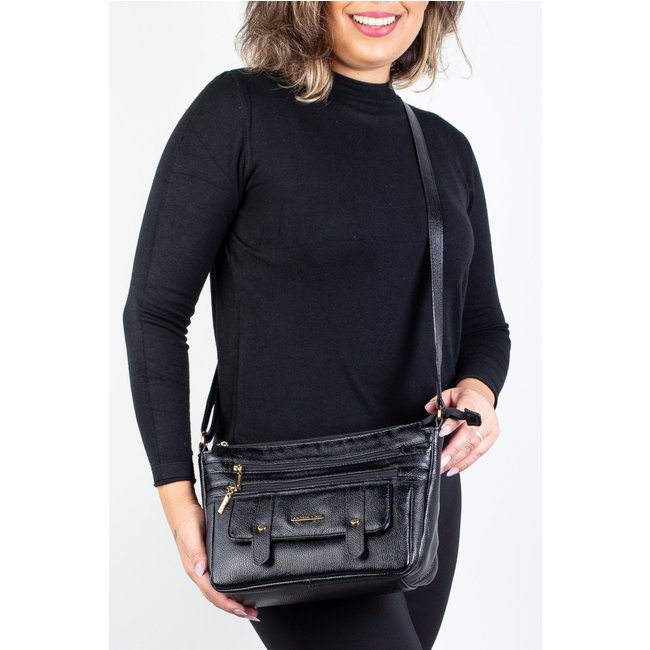 Bolsa Andrea Vinci Tiracolo De Couro Liso Isis - Preto