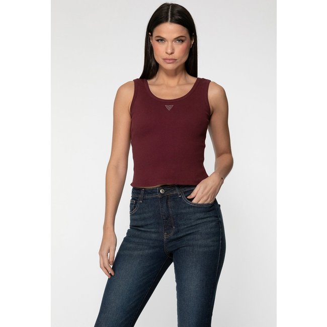 Regata Guess Rib Triang Hot Fix Cropped Bordô