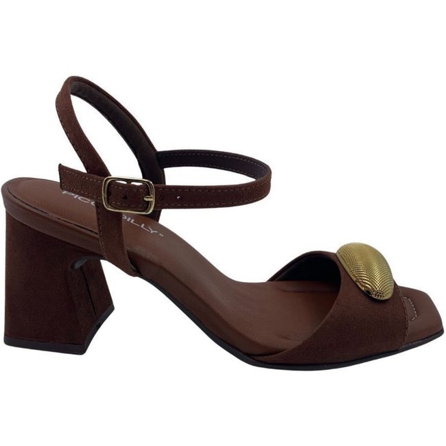 Sandália Casual Piccadilly Camurça Salto Bloco Marrom 626053 - Marrom - piccadilly
