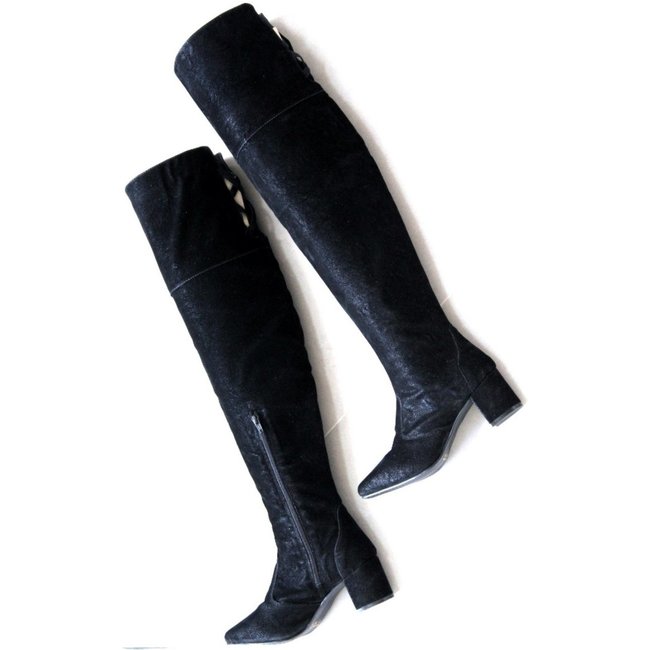 Bota Inverno Over Knee Lirom Cano Super Alto Camurça Preta
