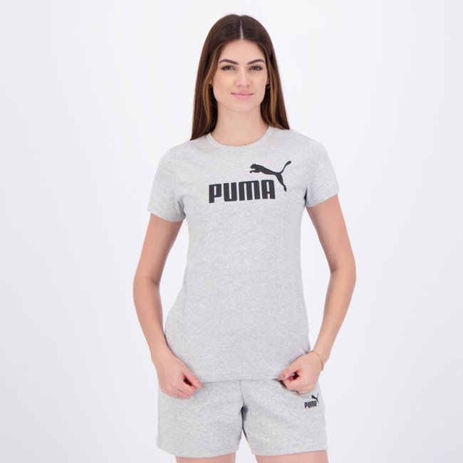 Camiseta Puma ESS No. 1 Logo Feminina Cinza