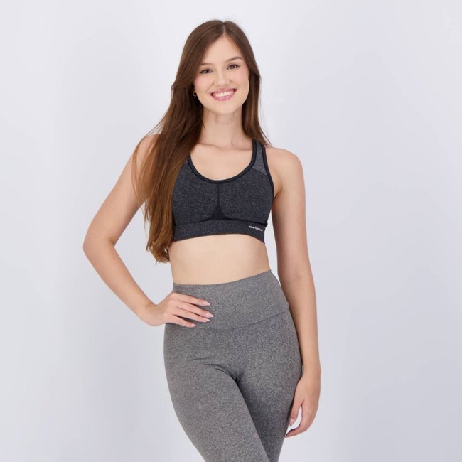 Top Selene Sem Costura Feminino Preto Preto Mescla