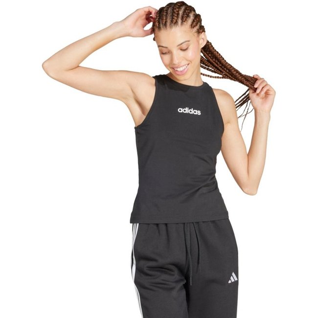 Regata Algodão Essentials Linear Slim adidas Sportswear Preto