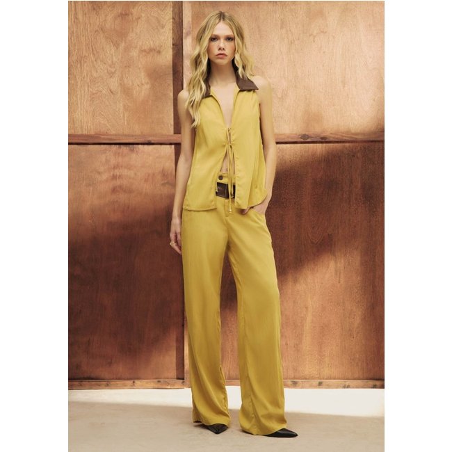 Calça Wide Leg Cintura Média Bicolor My Favorite Things