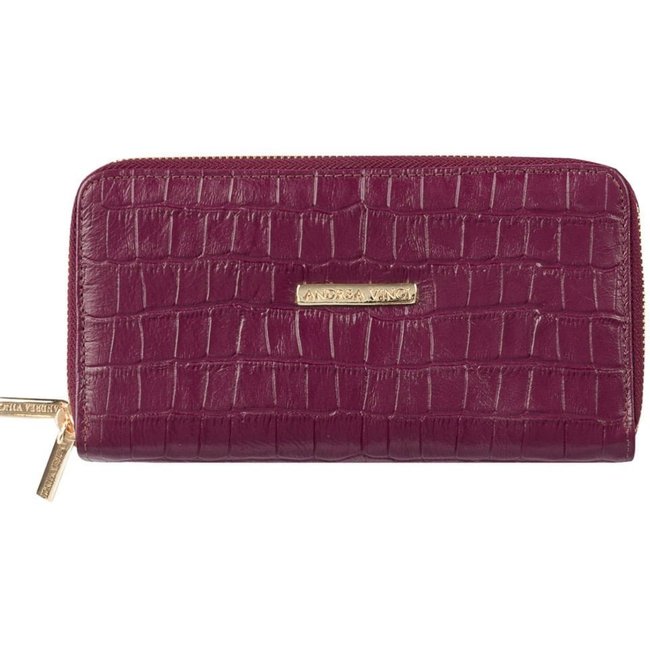Carteira feminina de couro croco Tinna 10x19cm - Merlot